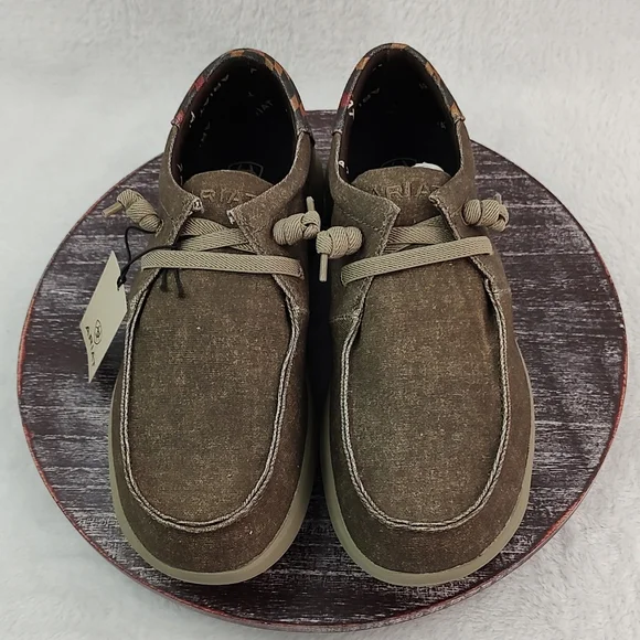 Ariat Men's Hilo Stretch Lace Dark Tan and Rust Aztec Shoe 10040445 - Picture 3 of 8